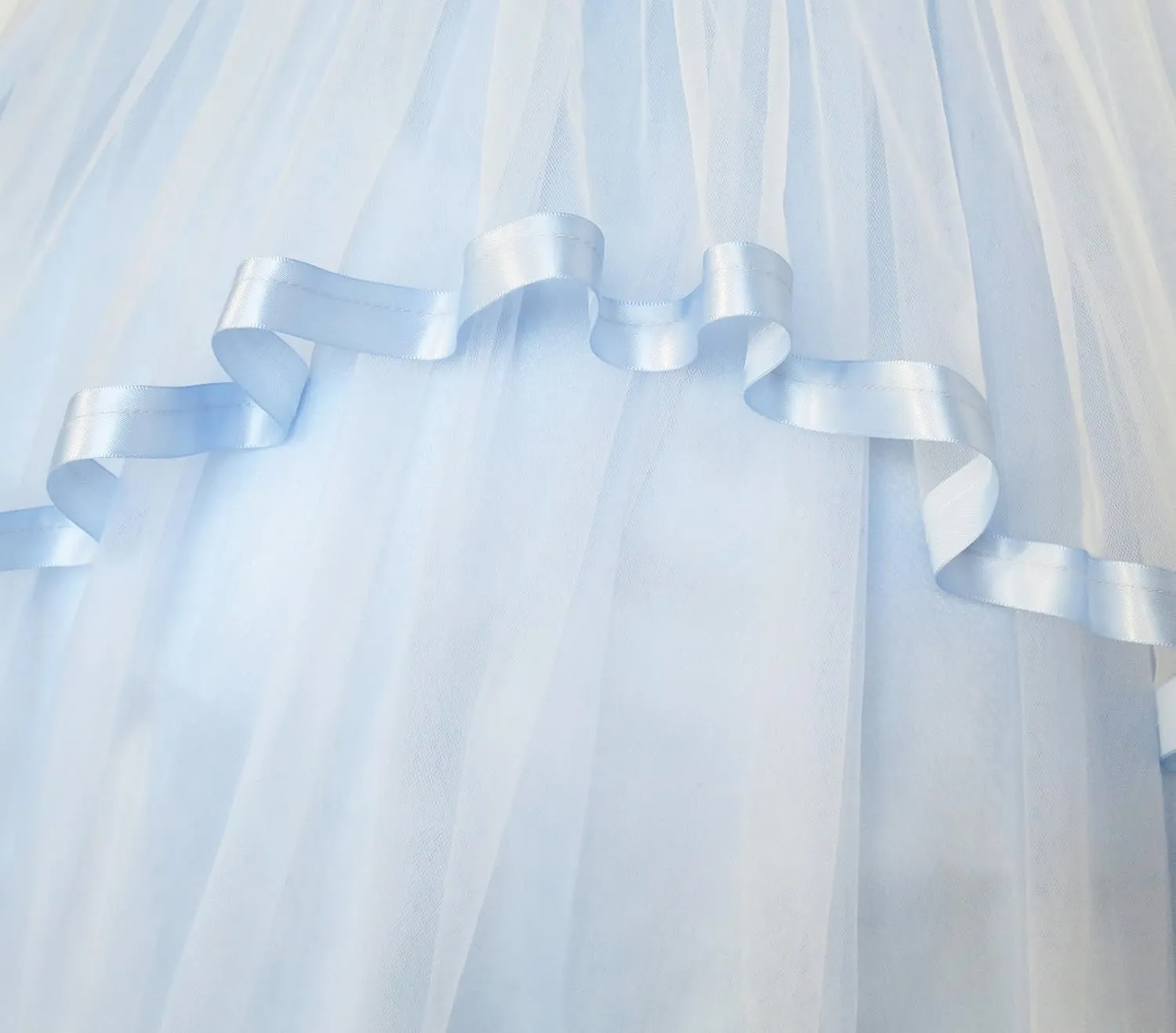 Sunny Fashion Flower Girls Dress Blue Belted Wedding Party Bridesmaid Size 4-12