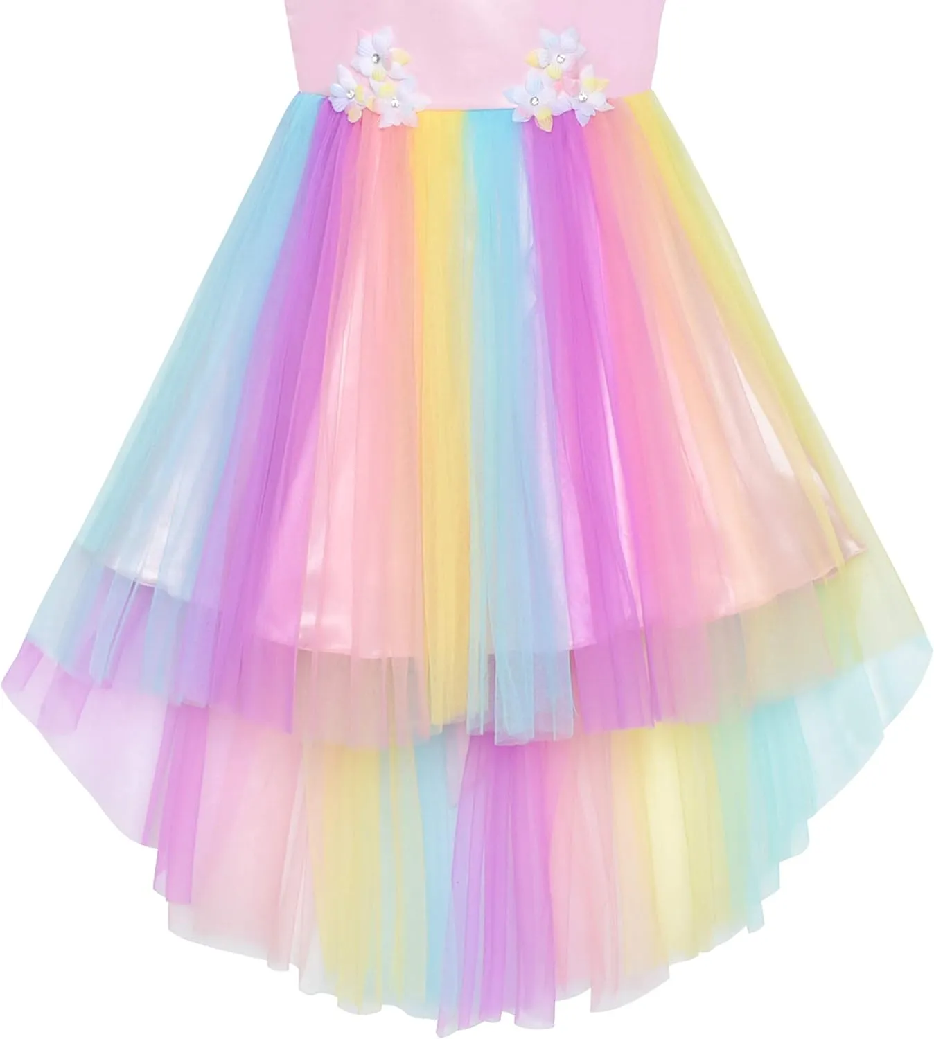 Sunny Fashion Flower Girls Dress Unicorn Rainbow Pageant Princess Party