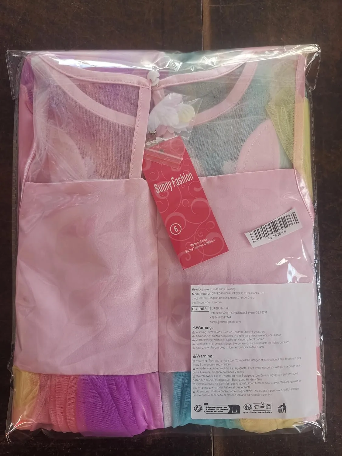 Sunny Fashion Flower Girls Dress Unicorn Rainbow Pageant Princess Party