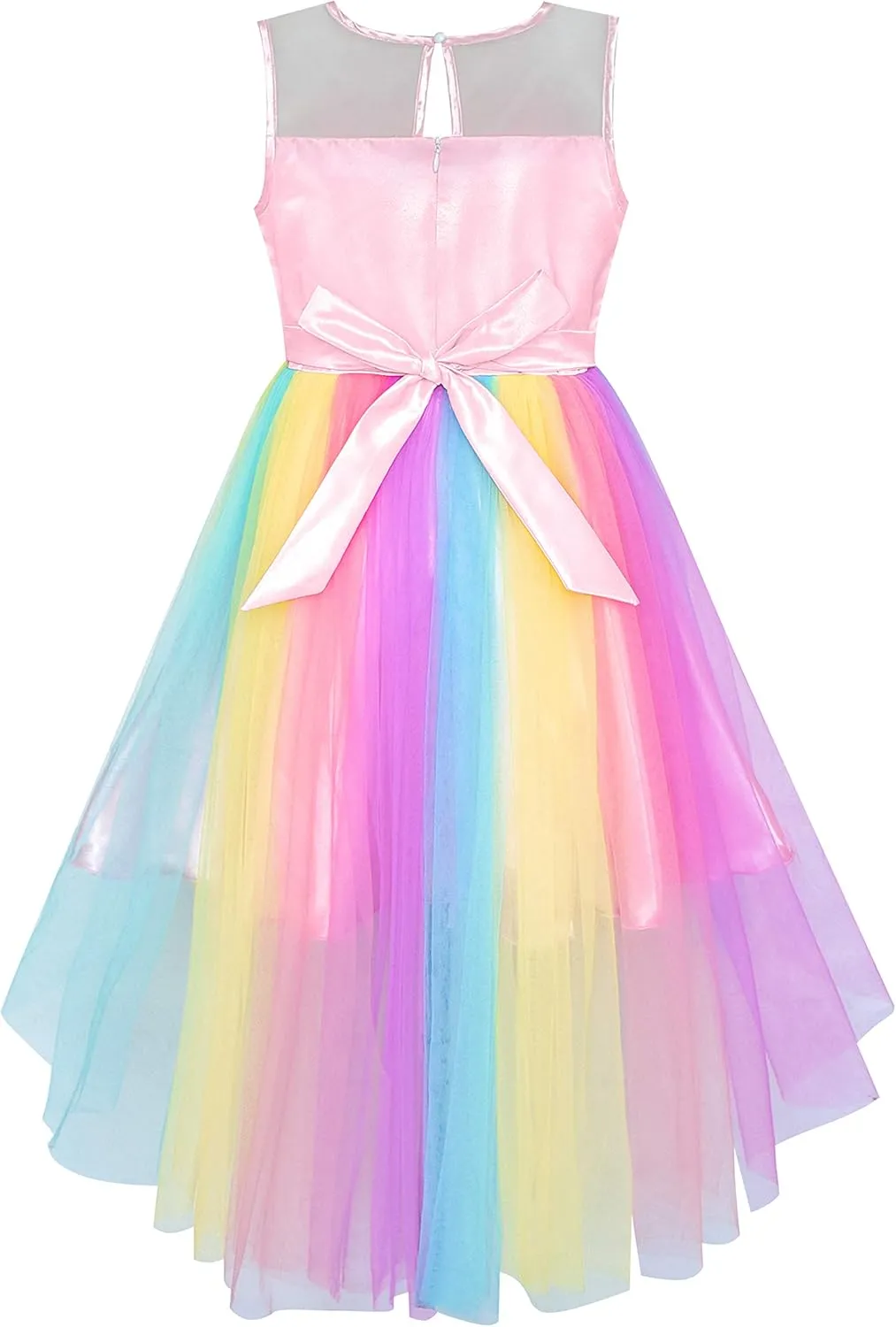 Sunny Fashion Flower Girls Dress Unicorn Rainbow Pageant Princess Party