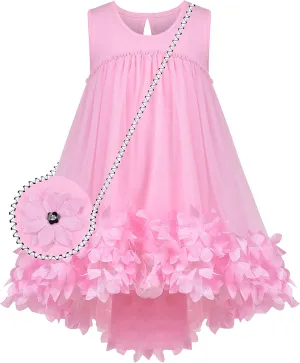 Sunny Fashion Girls Dress A-line Cute Handbag White Princess Size 5-10