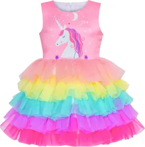Sunny Fashion Girls Dress Birthday Princess Ruffle Dress Cake Balloon Print