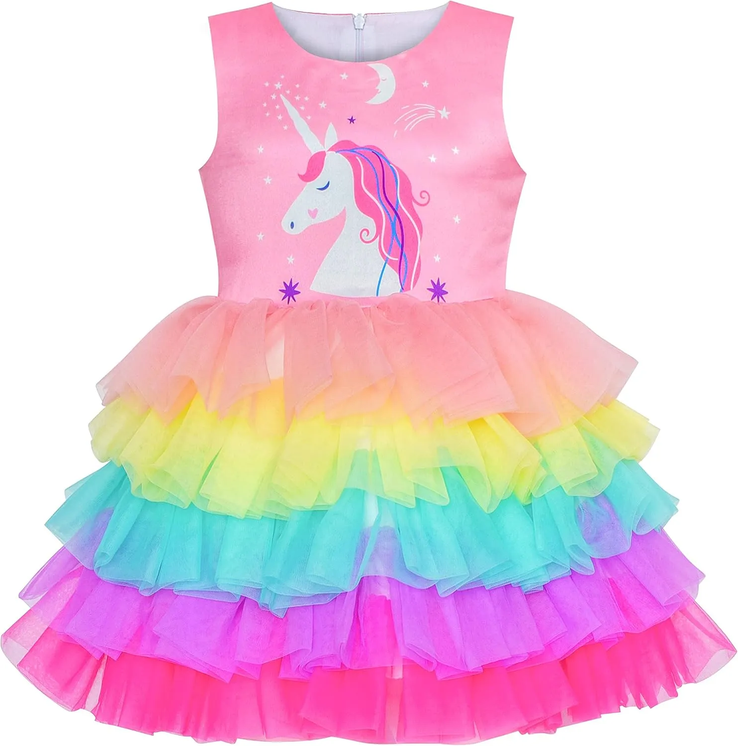 Sunny Fashion Girls Dress Birthday Princess Ruffle Dress Cake Balloon Print
