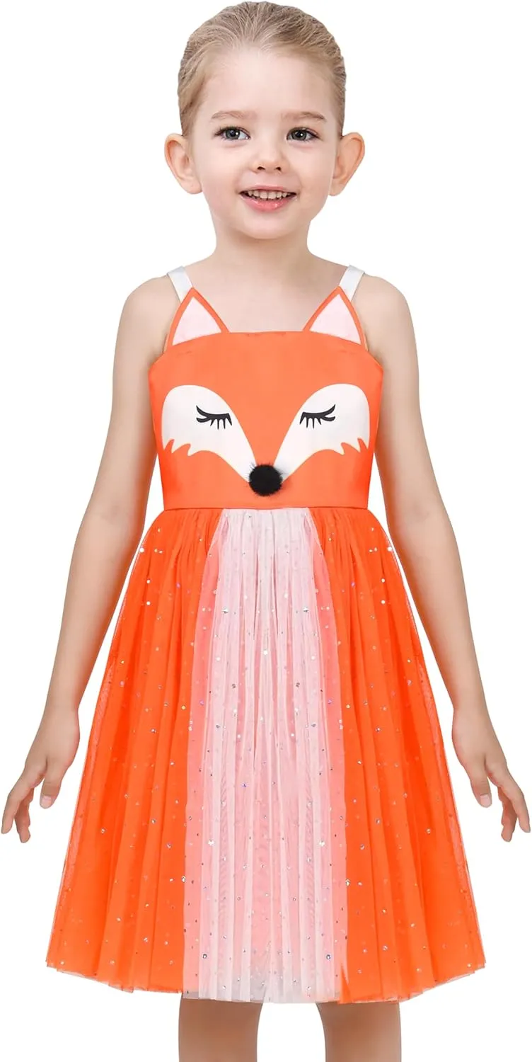 Sunny Fashion Girls Dress Cat Face Black Tower Ruffle Dancing Party Size 4-10