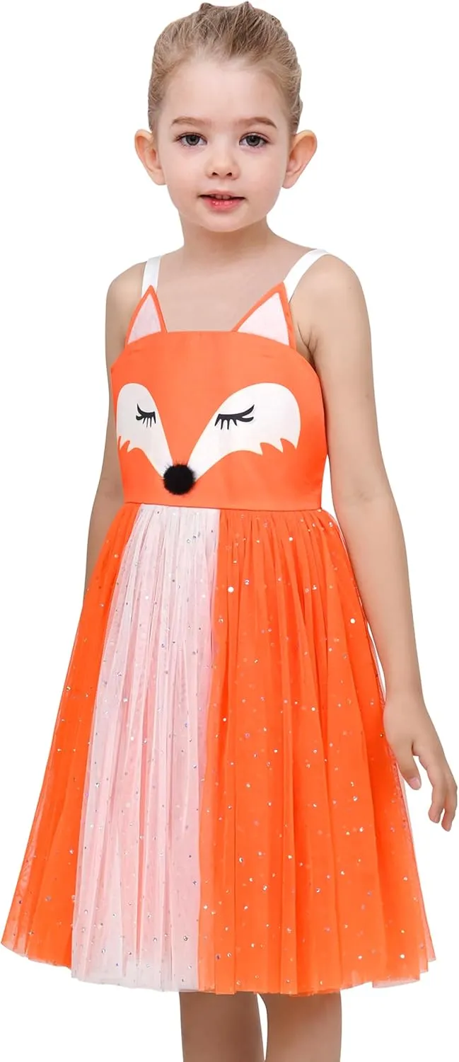 Sunny Fashion Girls Dress Cat Face Black Tower Ruffle Dancing Party Size 4-10