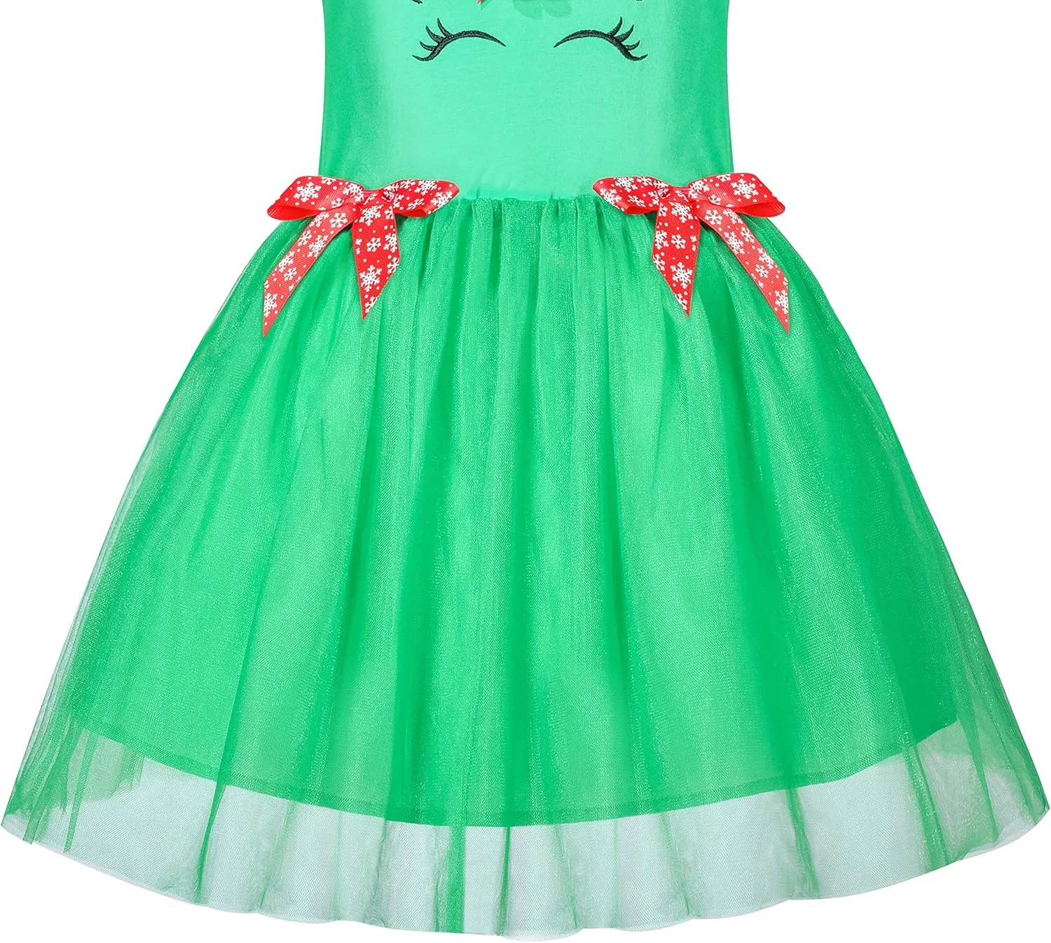 Sunny Fashion Girls Dress Christmas Santa Hat Long Sleeve Party Dress Size 6-12