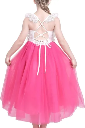 Sunny Fashion Girls Dress Purple Lace Tulle Sleeveless Hollow Back Party Pageant