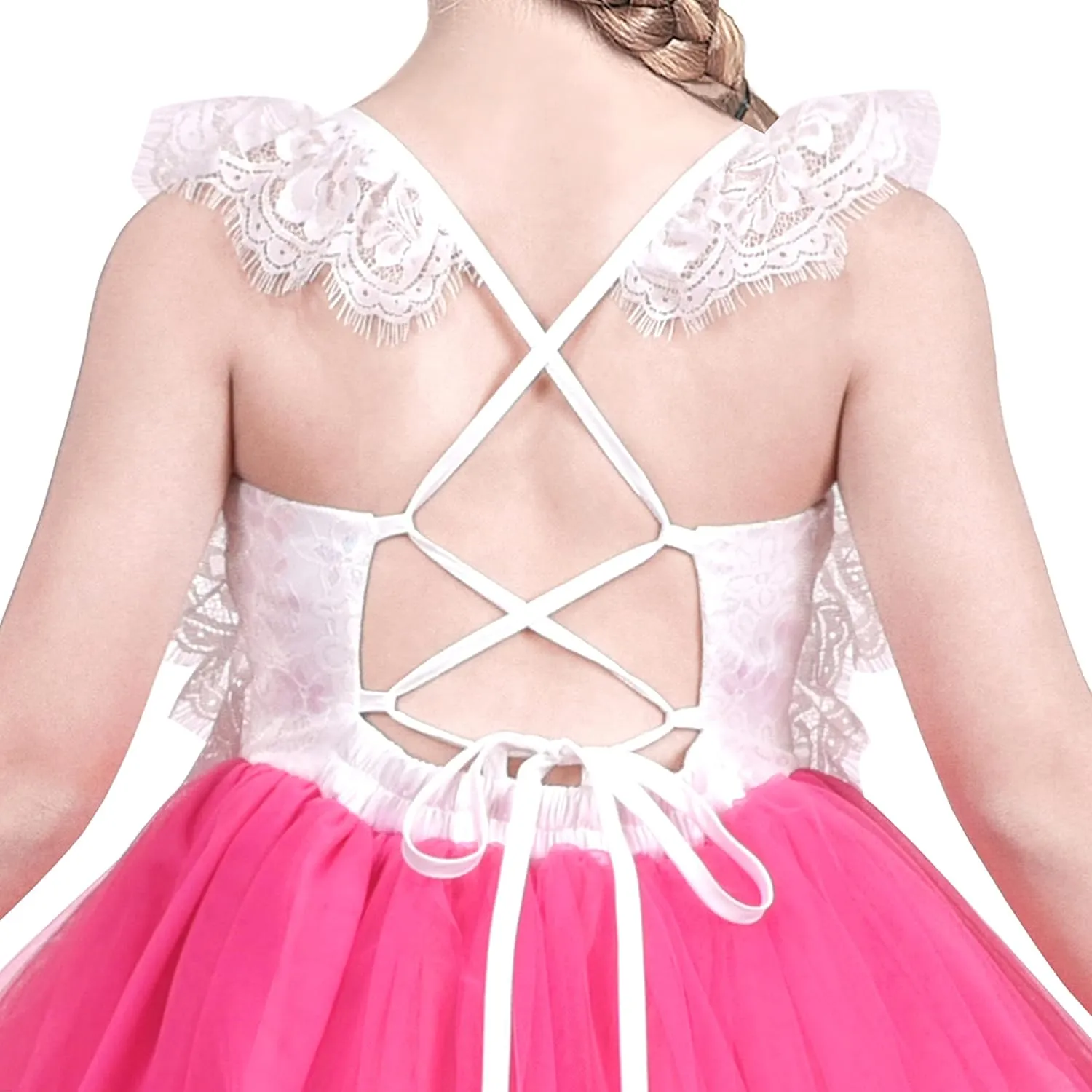 Sunny Fashion Girls Dress Purple Lace Tulle Sleeveless Hollow Back Party Pageant