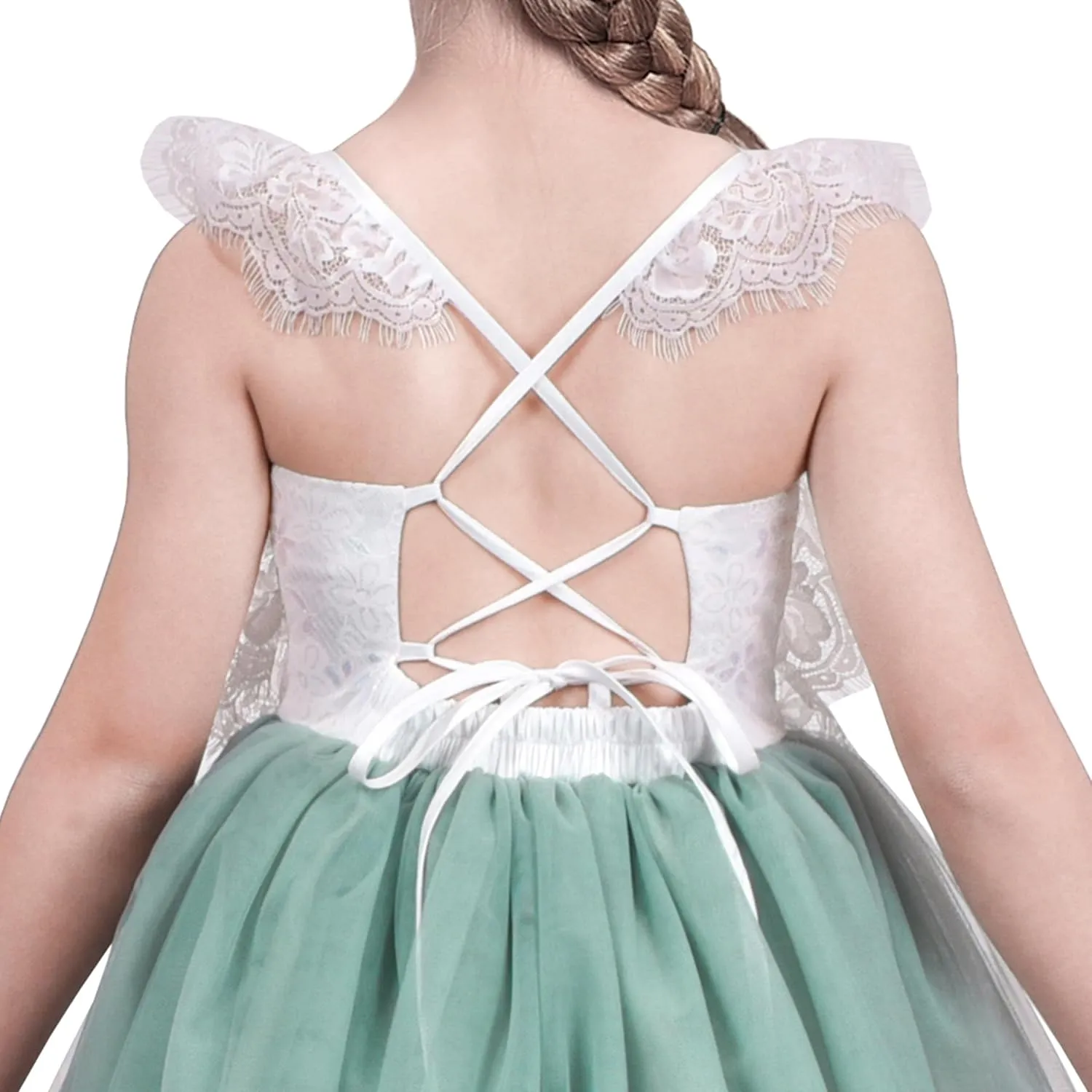 Sunny Fashion Girls Dress Purple Lace Tulle Sleeveless Hollow Back Party Pageant