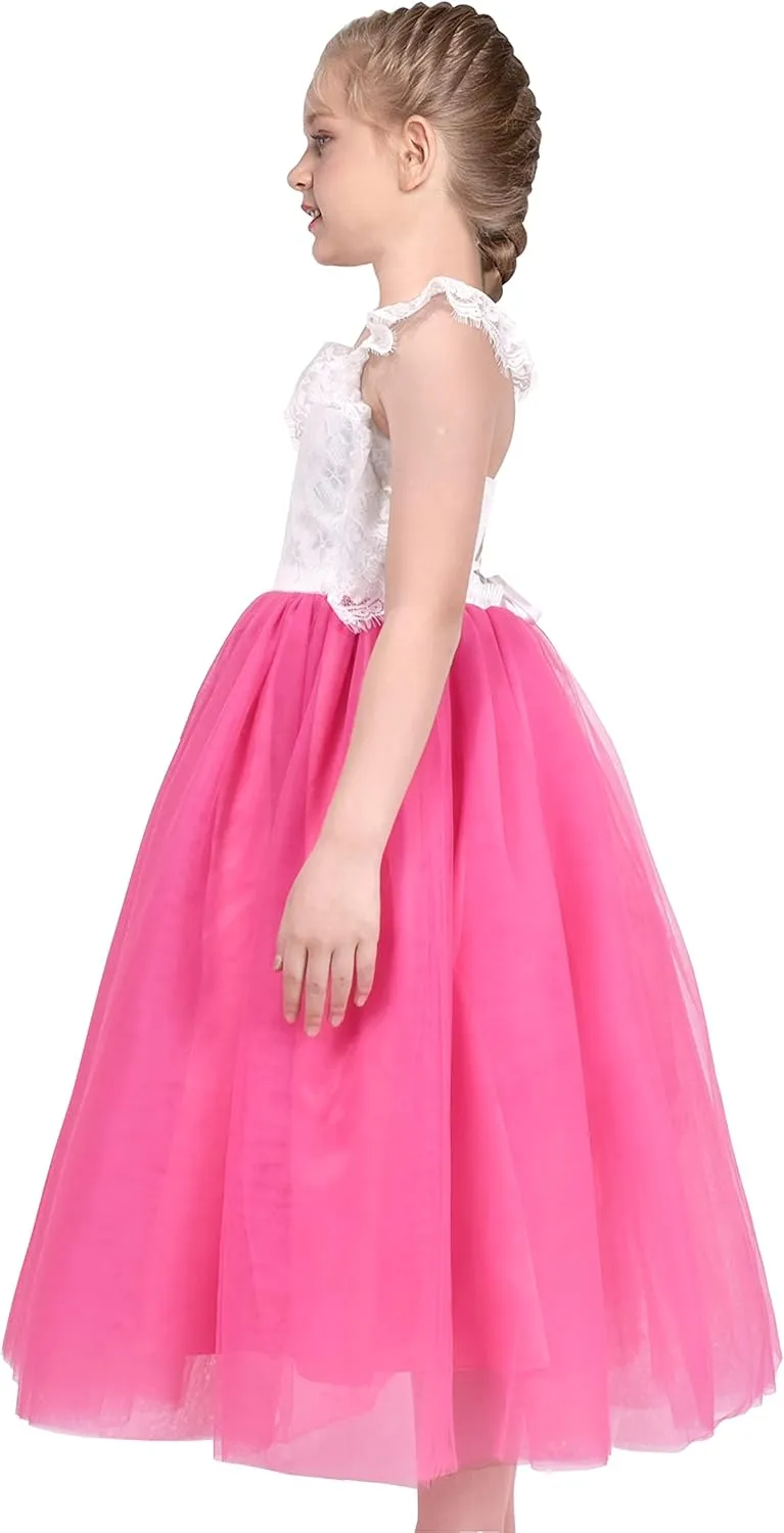 Sunny Fashion Girls Dress Purple Lace Tulle Sleeveless Hollow Back Party Pageant