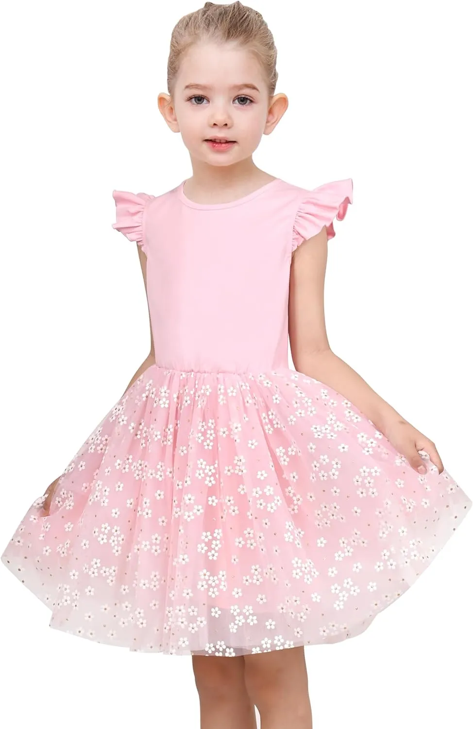 Sunny Fashion Girls Dress Purple Short Sleeve Rainbow Tulle Skirt Birthday Party