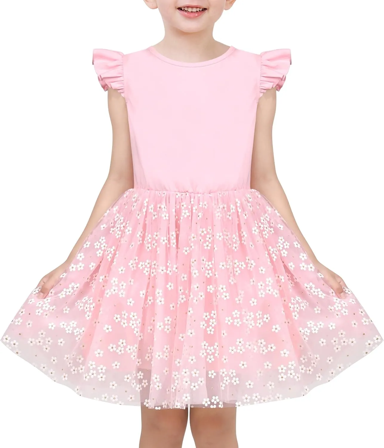 Sunny Fashion Girls Dress Purple Short Sleeve Rainbow Tulle Skirt Birthday Party