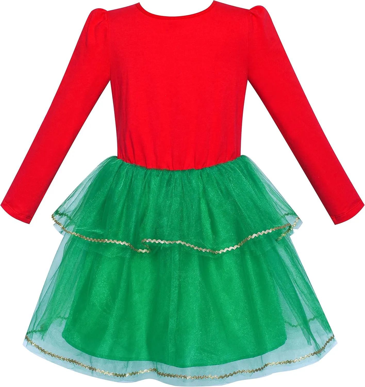 Sunny Fashion Girls Dress Reindeer Headband Santa Christmas Long Sleeve Party Dress