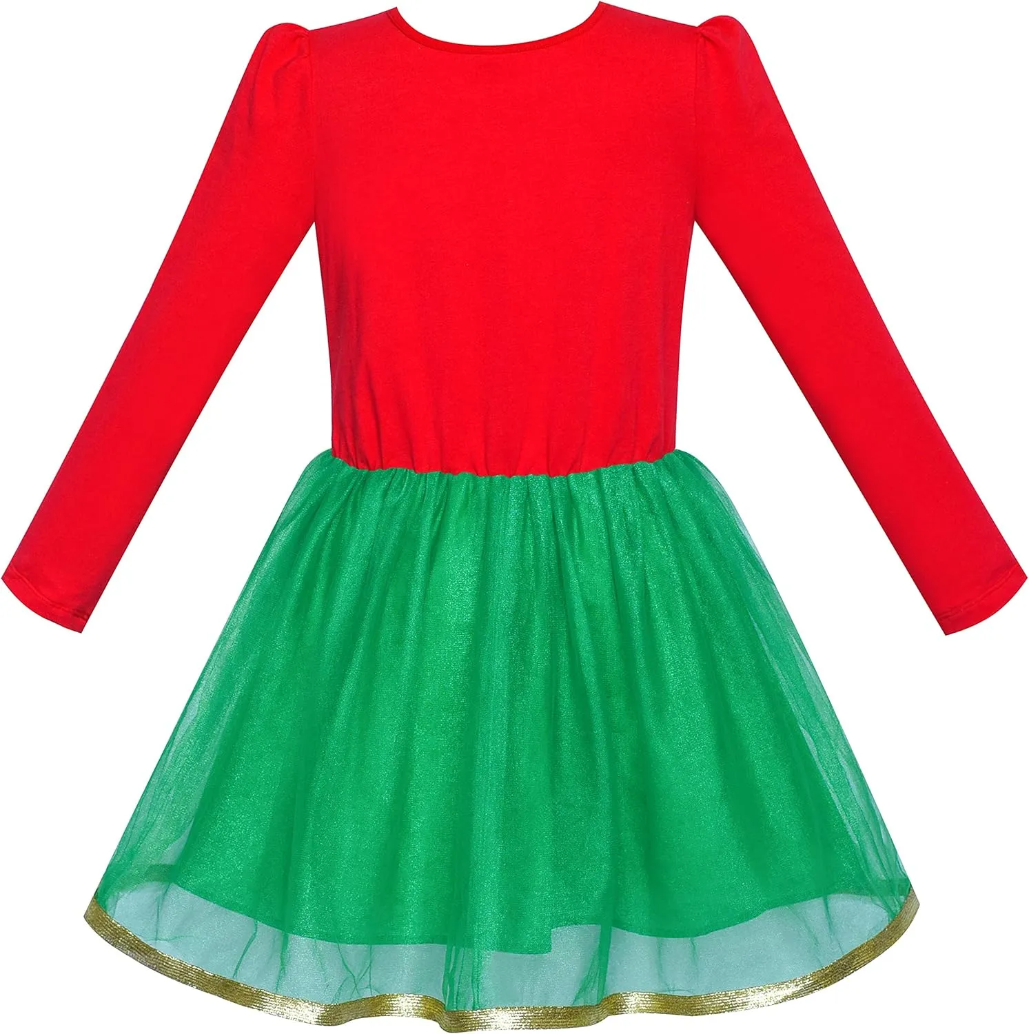 Sunny Fashion Girls Dress Reindeer Headband Santa Christmas Long Sleeve Party Dress