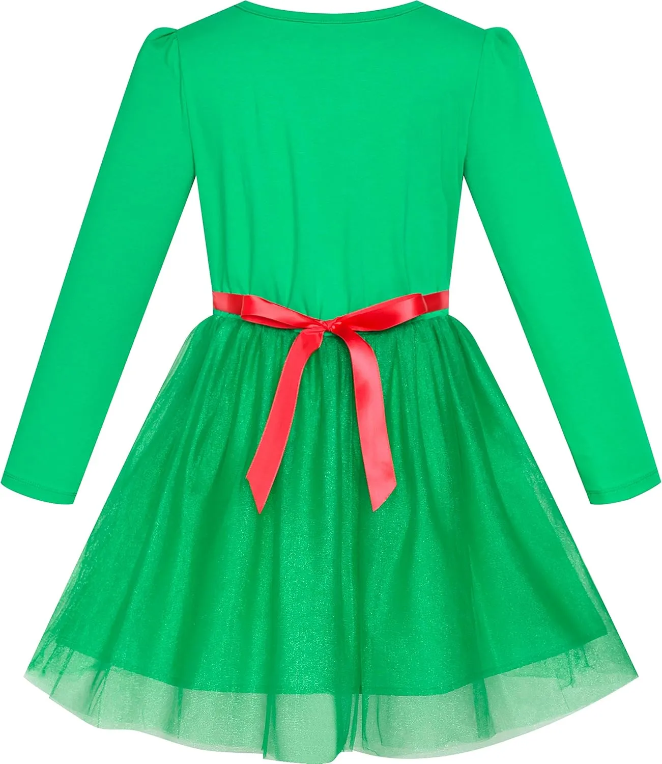 Sunny Fashion Girls Dress Reindeer Headband Santa Christmas Long Sleeve Party Dress