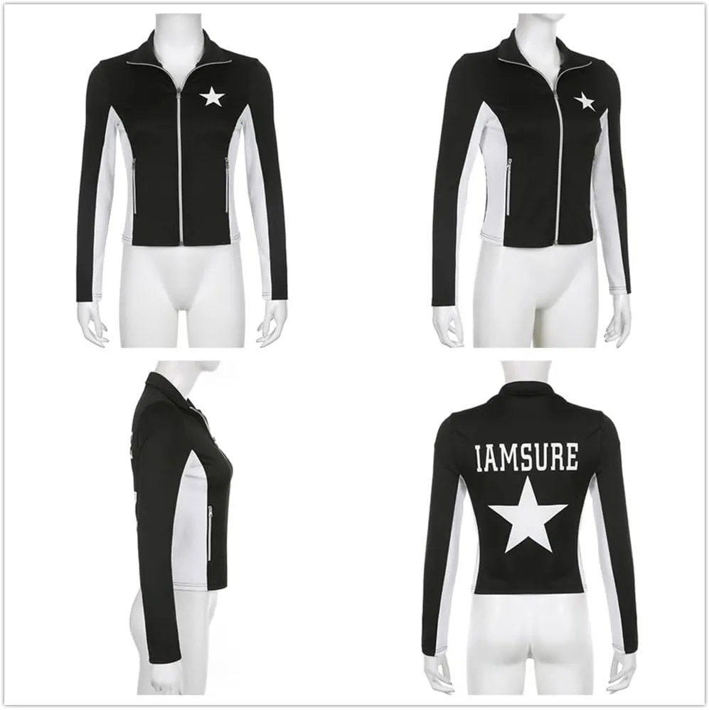 Sup-Coente Trendy Crop Jacket for Women or Teen Gilrs Y2k Cropped Top