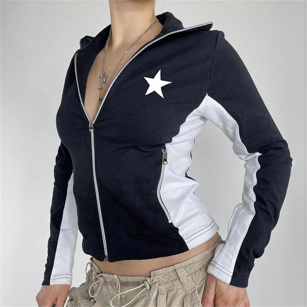 Sup-Coente Trendy Crop Jacket for Women or Teen Gilrs Y2k Cropped Top