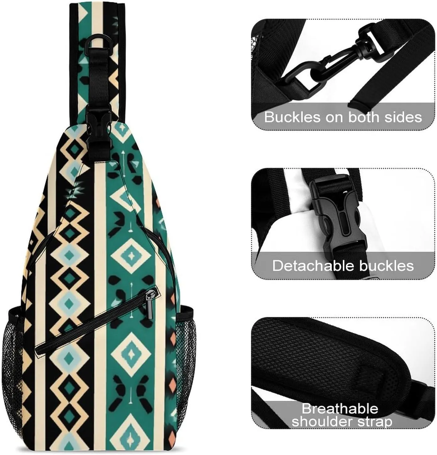 Supdreamc Men & Women Tribal Navajo Aztec Geometric Ethnic Pattern Sling Shoulder Backpack Travel Backpack Camping Outdoor Bag - Multipurpose Anti-Theft Daypack Durable Shoulder Chest Crossbody Bag