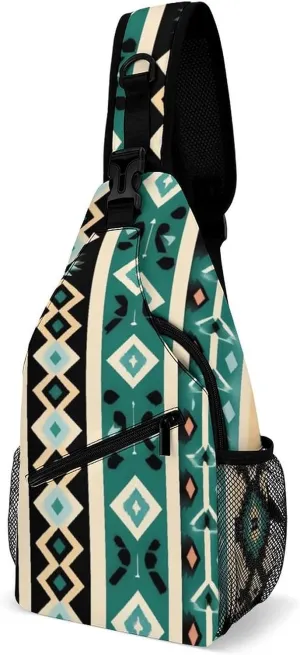 Supdreamc Men & Women Tribal Navajo Aztec Geometric Ethnic Pattern Sling Shoulder Backpack Travel Backpack Camping Outdoor Bag - Multipurpose Anti-Theft Daypack Durable Shoulder Chest Crossbody Bag