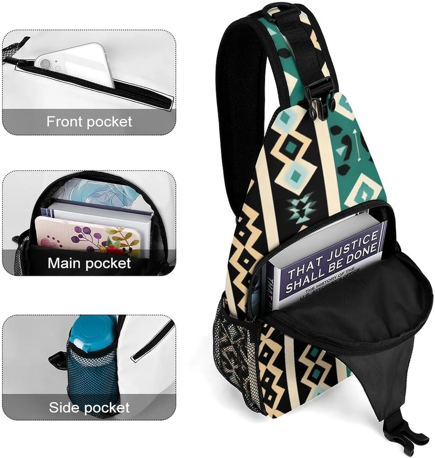 Supdreamc Men & Women Tribal Navajo Aztec Geometric Ethnic Pattern Sling Shoulder Backpack Travel Backpack Camping Outdoor Bag - Multipurpose Anti-Theft Daypack Durable Shoulder Chest Crossbody Bag