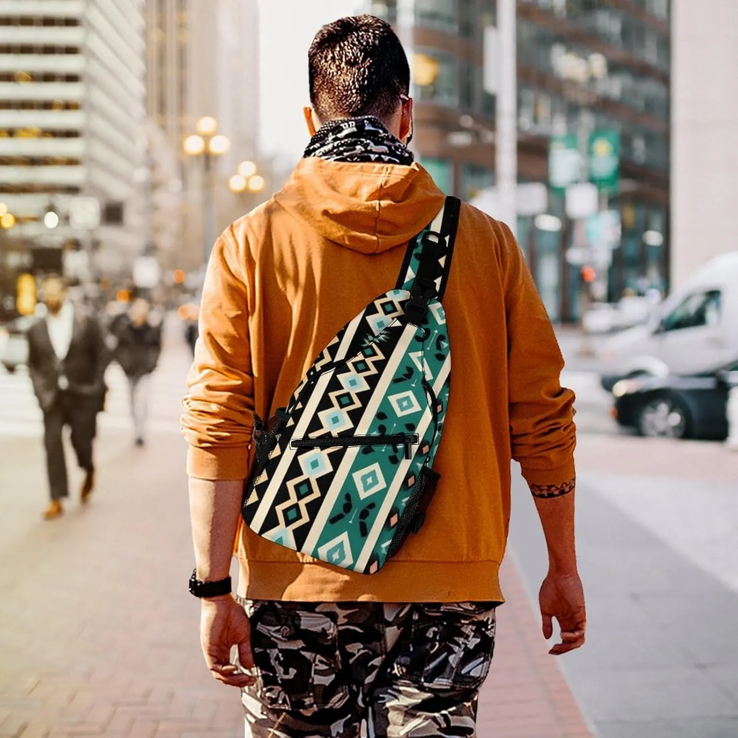 Supdreamc Men & Women Tribal Navajo Aztec Geometric Ethnic Pattern Sling Shoulder Backpack Travel Backpack Camping Outdoor Bag - Multipurpose Anti-Theft Daypack Durable Shoulder Chest Crossbody Bag