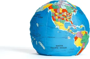 Super Earth Pillow Globe | Bean Bag Style Chair | Interactive Toy for Kids | Decorative Accent for Adults | Fun & Educational | Colorful & Labeled | Large Size | Plush Earth Globe