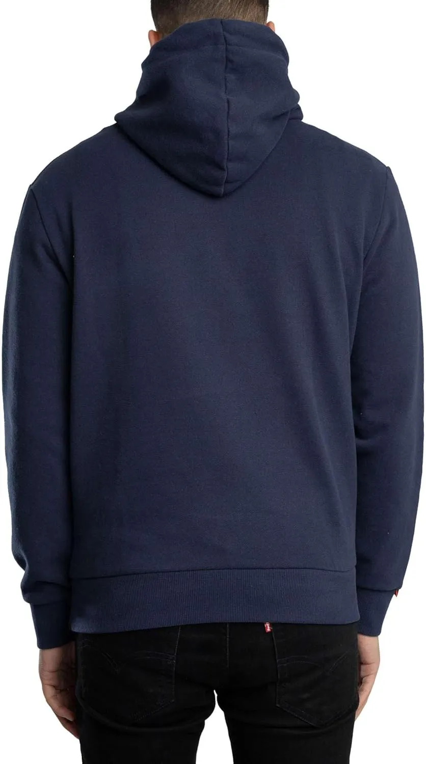 Superdry Men's Venue Logo Stripe Relaxed Pullover Hoodie, Blue Navy Marl