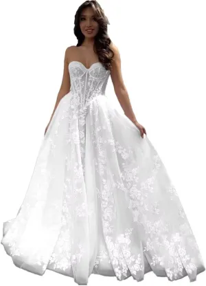 Sweetheart Princess Wedding Dresses for Bride 2025 Laces Appliques Bridal Gowns LU61
