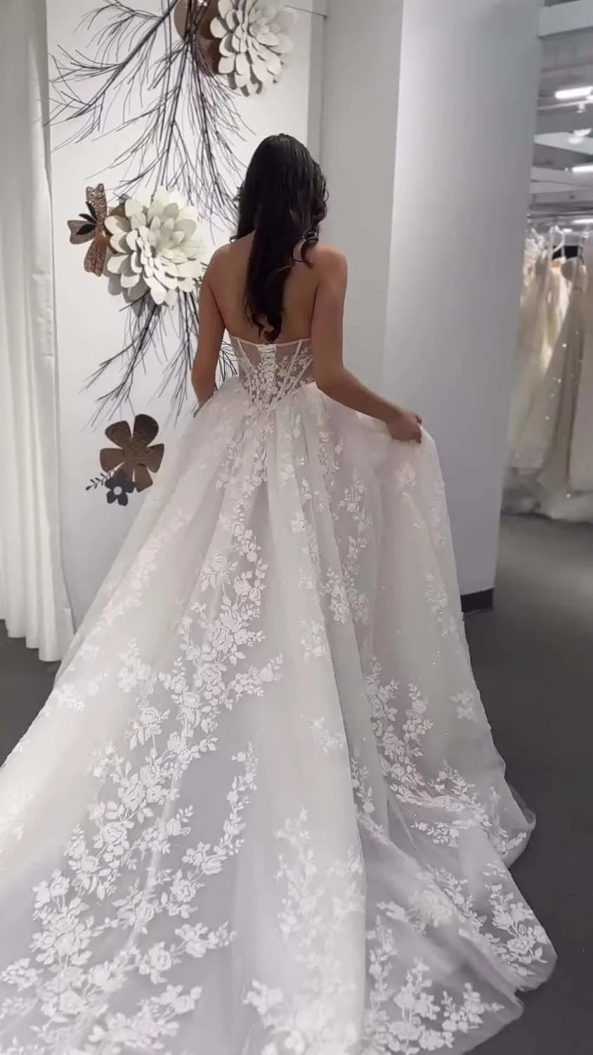 Sweetheart Princess Wedding Dresses for Bride 2025 Laces Appliques Bridal Gowns LU61