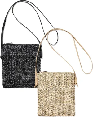 Sweetude 2 Pcs Straw Beach Bag for Women Summer Woven Straw Purse Cute Shoulder Crossbody Handbags for Women