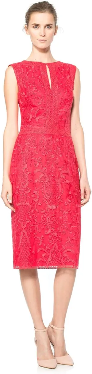 Tadashi Shoji Embroidered Tulle Keyhole Neckline Dress (10)