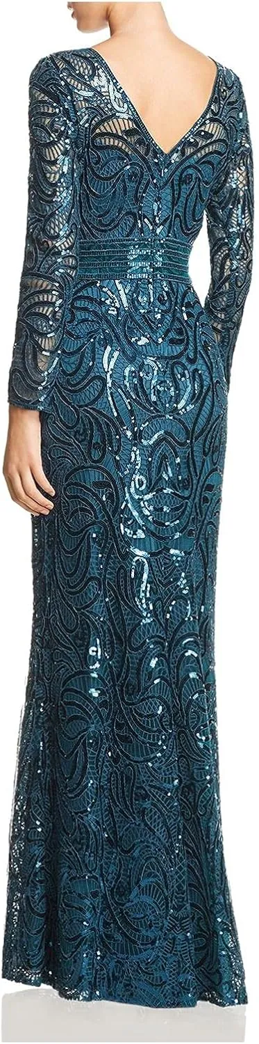 Tadashi Shoji Women's L/S Sequin Gown