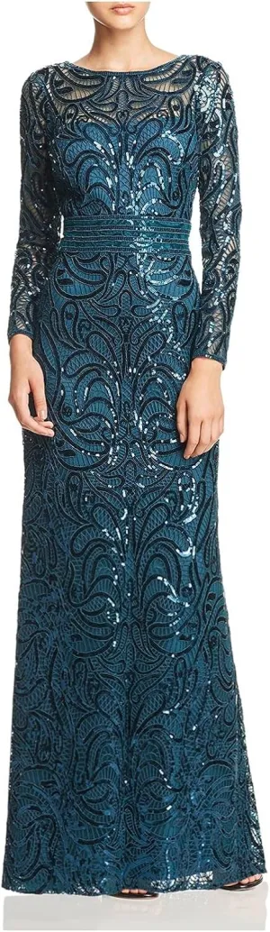 Tadashi Shoji Women's L/S Sequin Gown