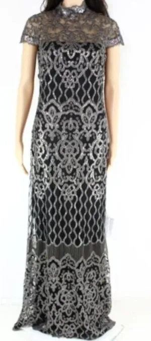 Tadashi Shoji Womens Sequin Gown Dress, Metallic, 6