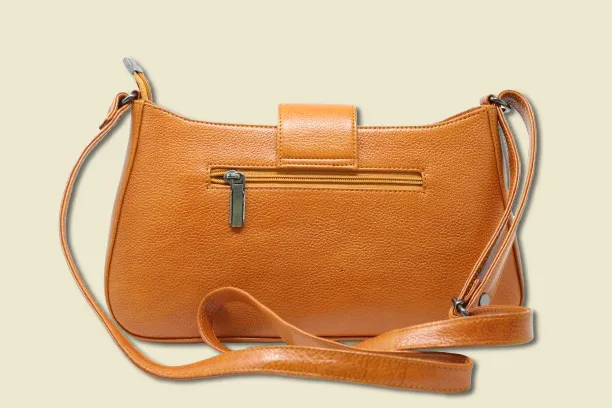 Taha Croco Mango Tan Baguette Sling For Women