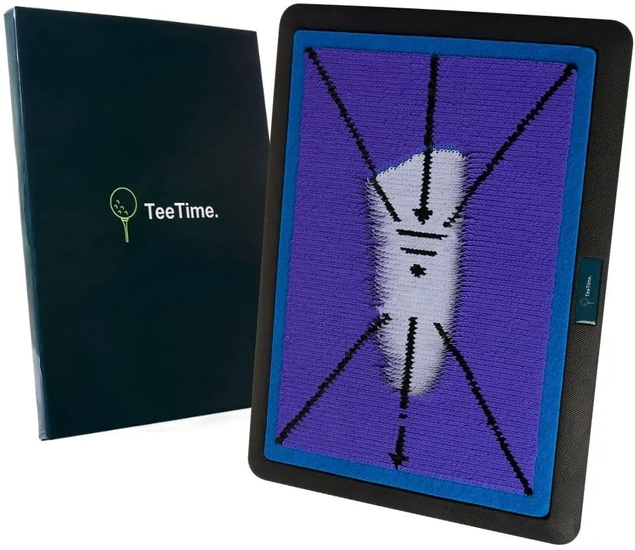 TeeTime Golf Practice Mat - Patent Pending - Instant Swing Path Feedback - Indoor-Outdoor with Carry Clip