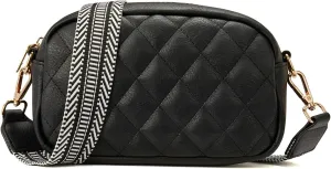 Telena Crossbody bags for Women Trendy Quilted Crossbody Bag Faux Leather Purse with Wide Strap
