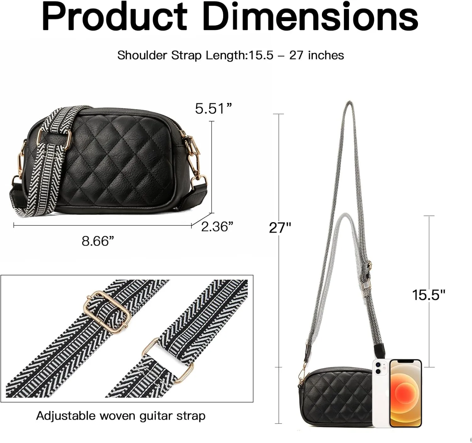 Telena Crossbody bags for Women Trendy Quilted Crossbody Bag Faux Leather Purse with Wide Strap