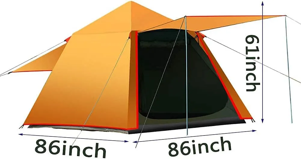 Tent,Camping Hiking Sun Shelter,Outdoor Double Layer Easy Set Up 3-4 People Blue 86x61inch