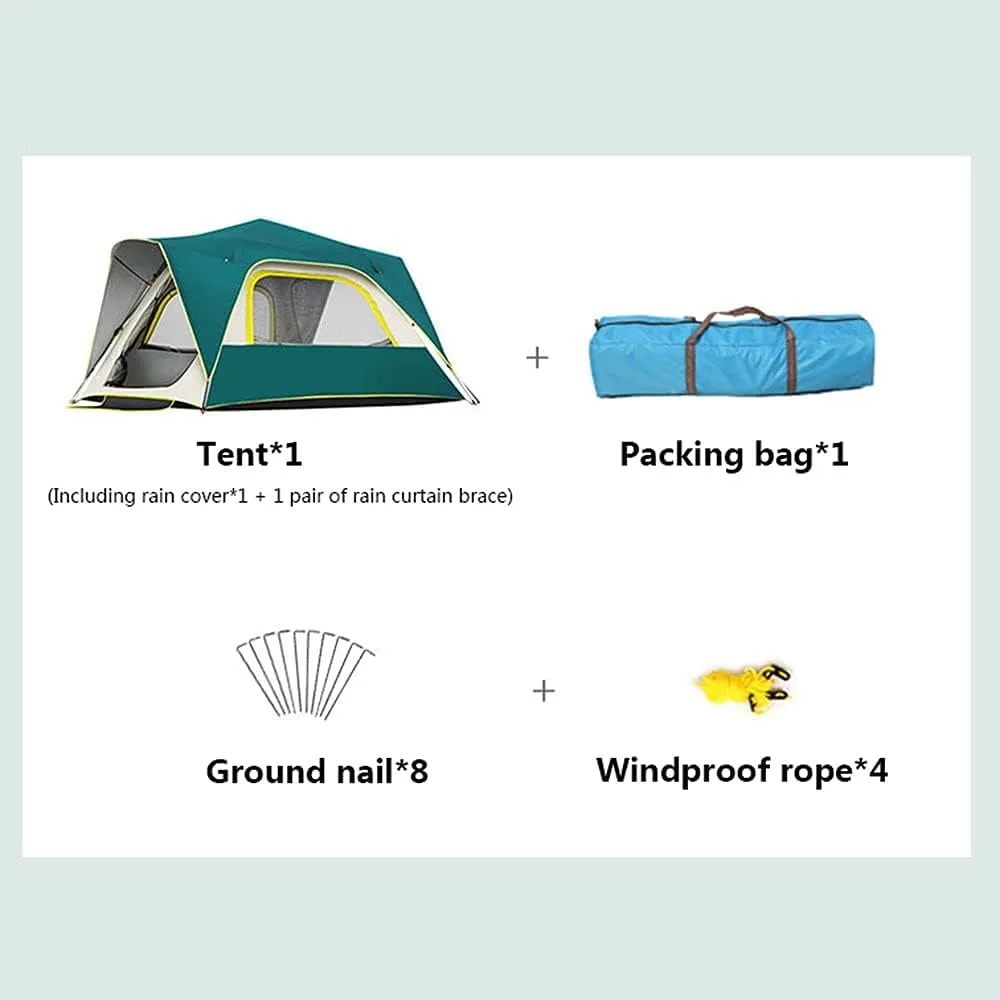Tents Instant Pop Up Family Camping for 3-4,5-8 Persons, Dome Waterproof Sun Shelter, Backpacking with Removable,PU Fabric