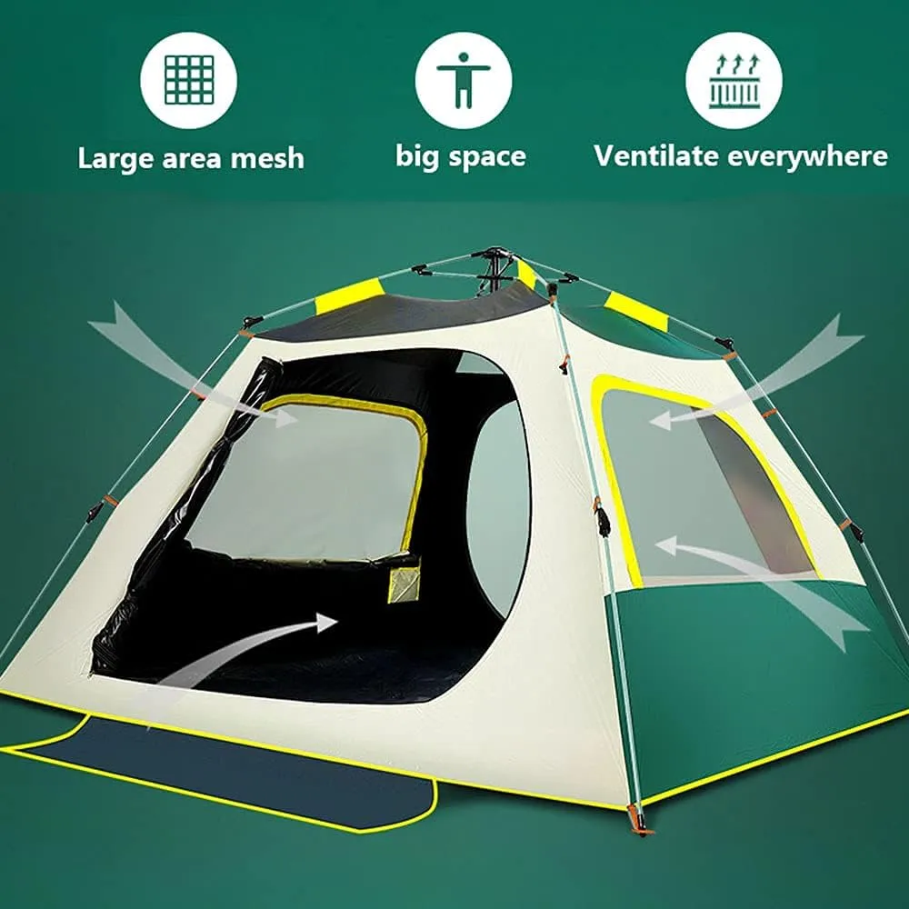 Tents Instant Pop Up Family Camping for 3-4,5-8 Persons, Dome Waterproof Sun Shelter, Backpacking with Removable,PU Fabric