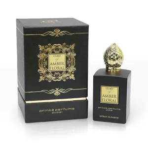 The Story of Amber Floral by Prince Parfums Dubai - 3.4 Ounces Women's Extrait de Parfum - Enchanting Essence of White Florals, Jasmine, & Bulgarian Rose - Luxurious Vanilla & Sandalwood Symphony