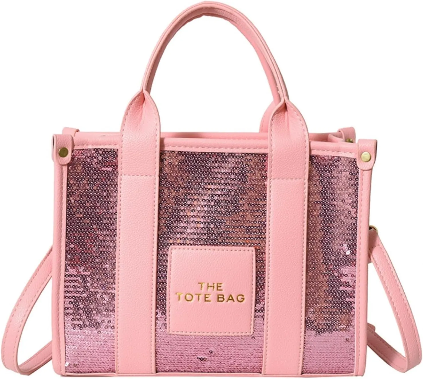 The Tote Bag for Women,Shining Leather Tote Bag with Zipper,Trendy Sequin Crossbody Purse,Top Handle Handbags,Blue