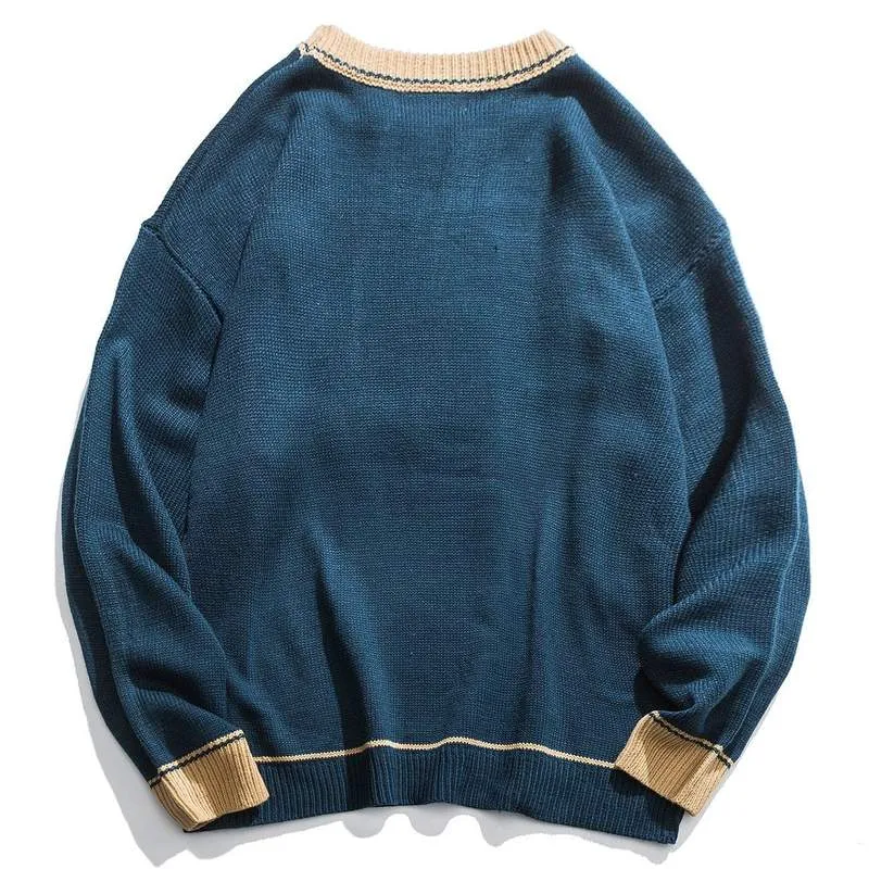 Three-Dimensional Bear Jacquard Knitted Sweater