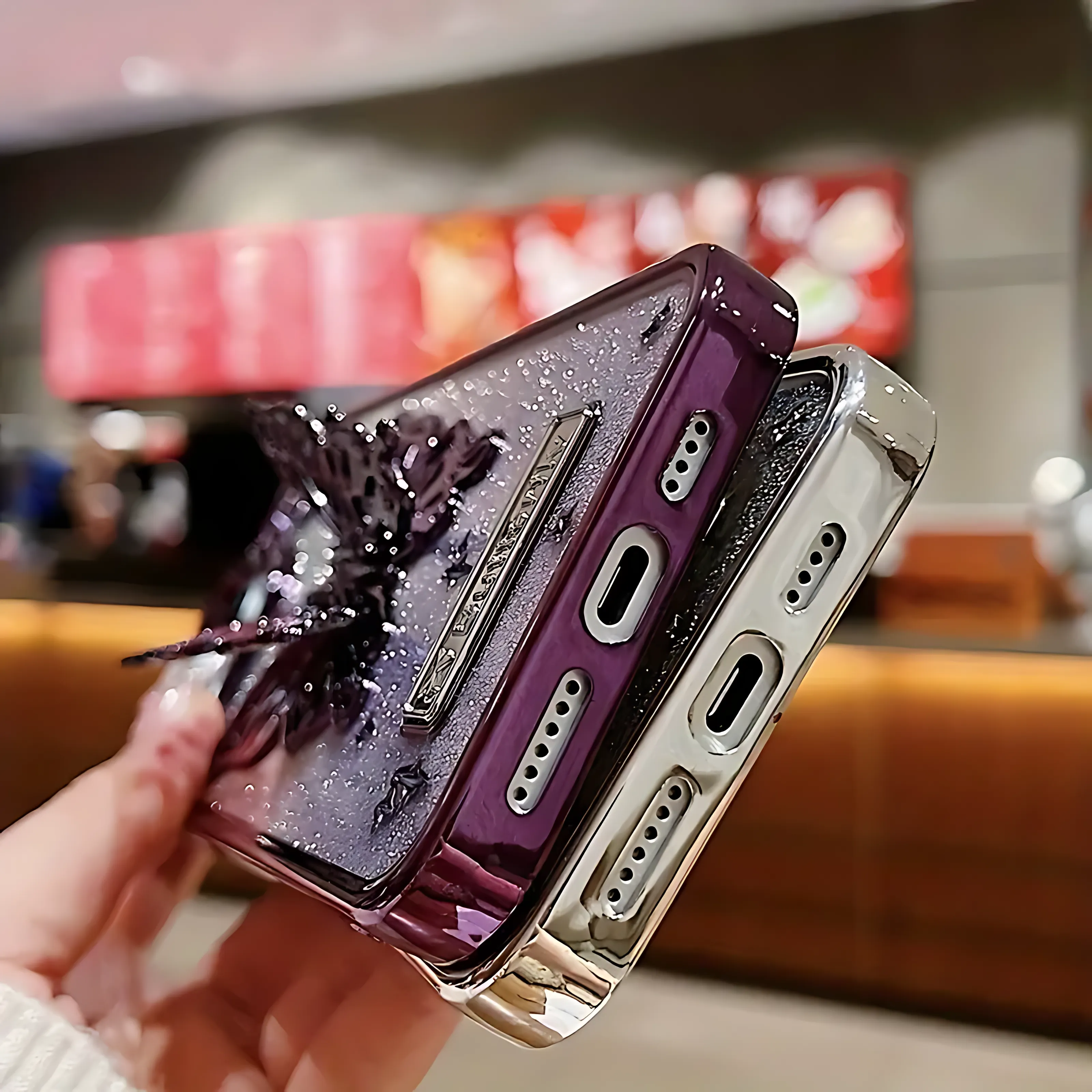 Three-dimensional Butterfly Glitter Case