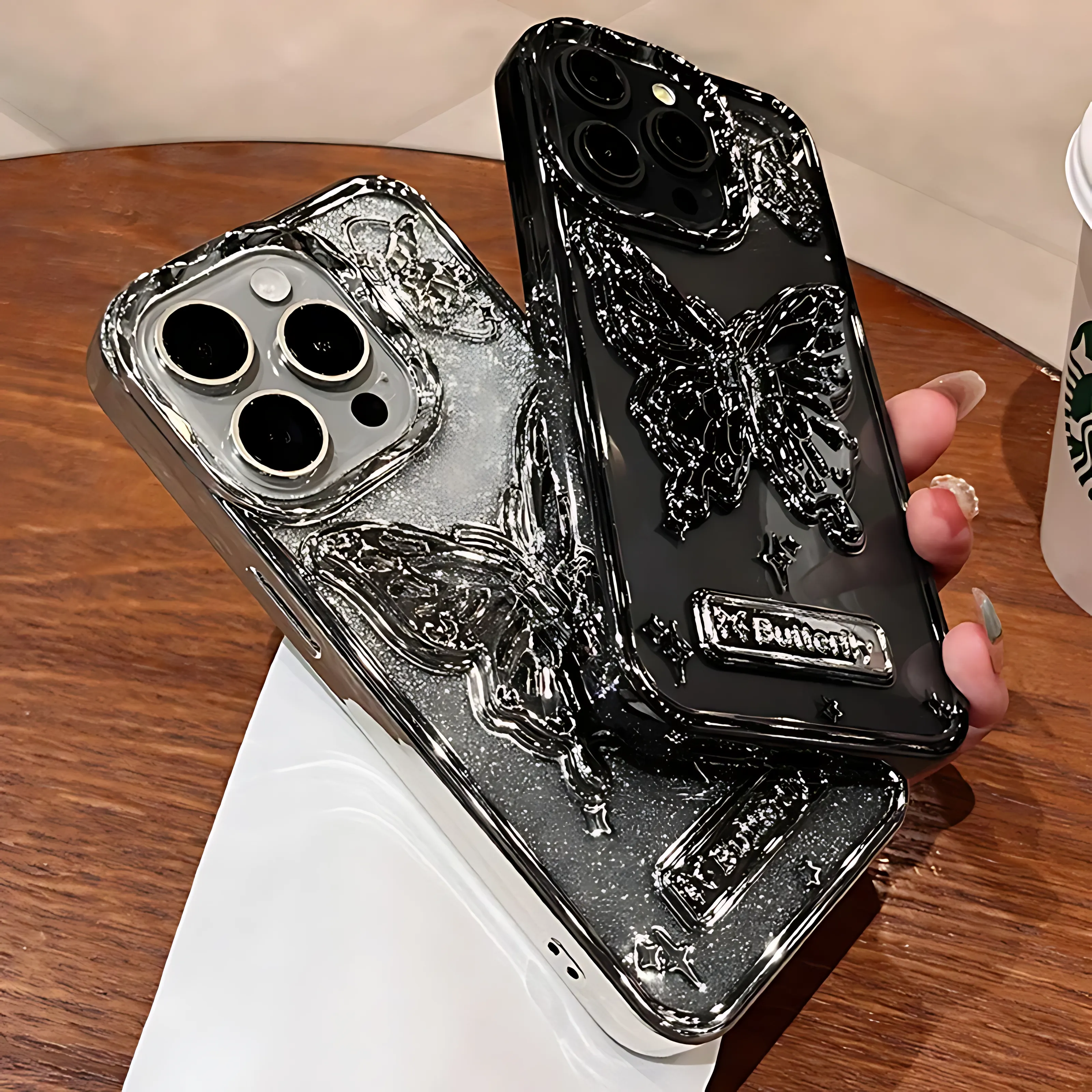 Three-dimensional Butterfly Glitter Case