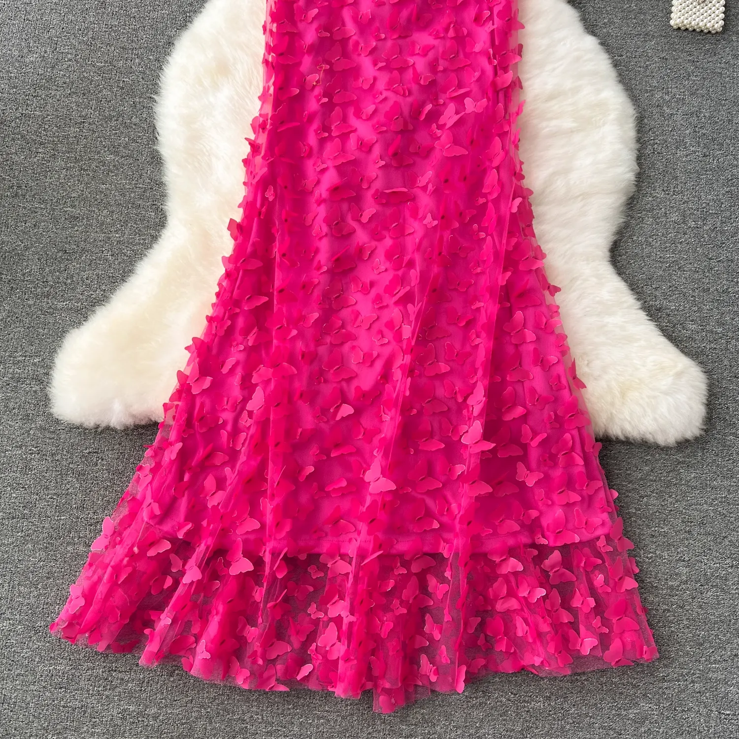 Three-dimensional butterfly tube top dress