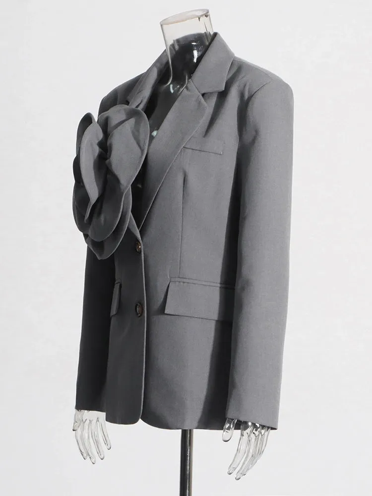 Three-dimensional Flower V Neck Loose Suit Blazer