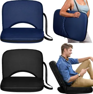 Thyle 2 Pcs Stadium Seats with Back Support, Folding Stadium Seats for Bleachers with 20 in Wide Cushion Waterproof Floor Chair 6 Reclining Positions Portable Recliner for Indoor Outdoor