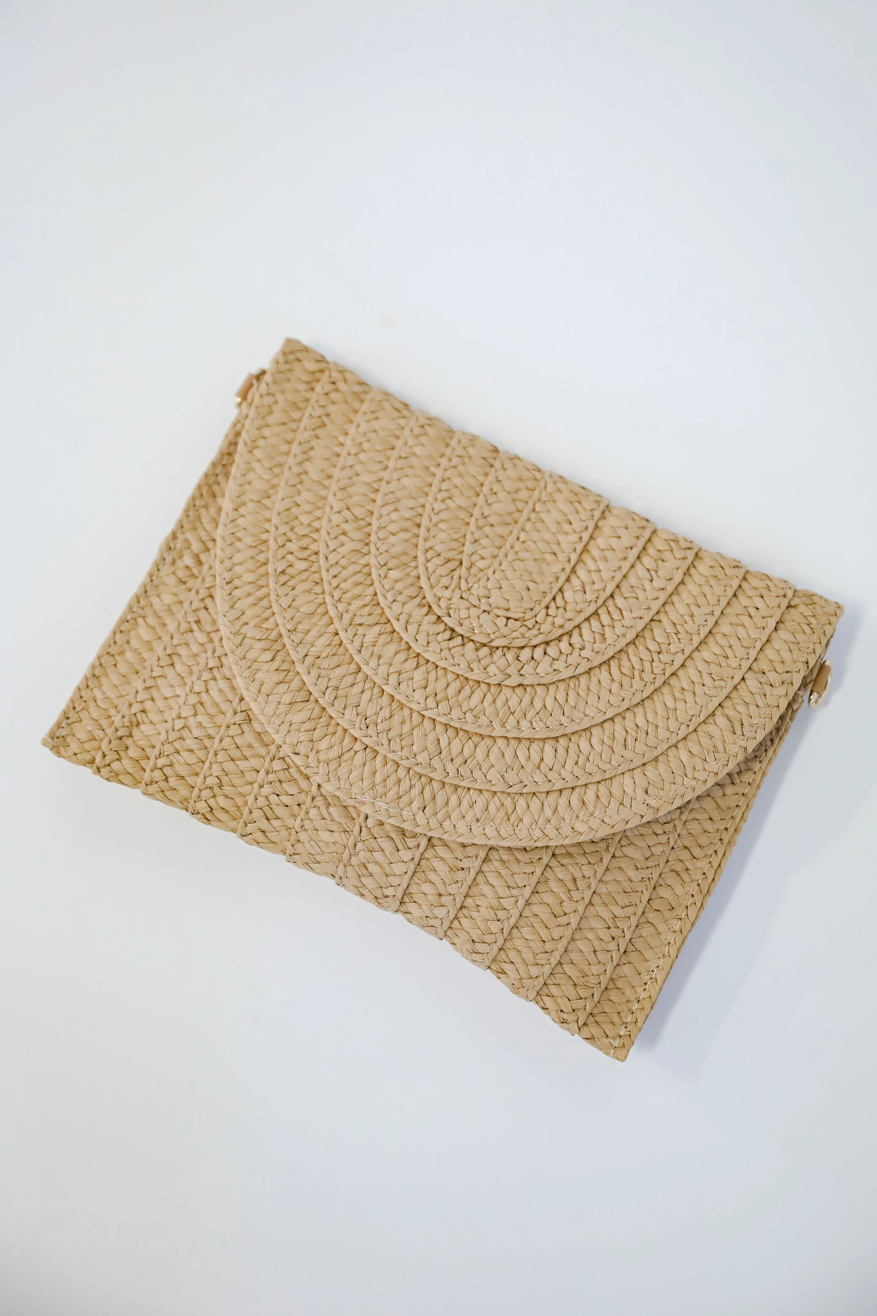 Tidal Waves Taupe Straw Clutch